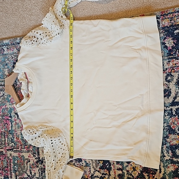 Boden off-white sweater with broderie anglaise sleeves US size 14 - Picture 8 of 10